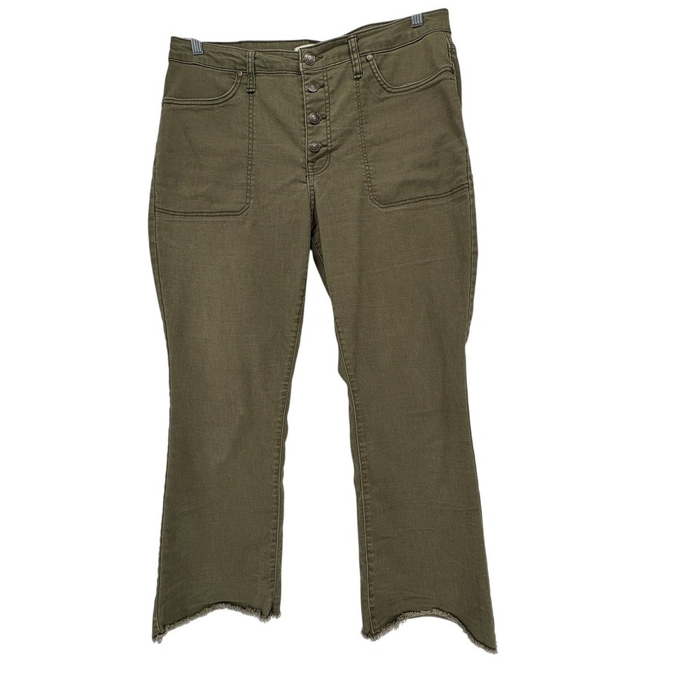 Frye and Co Pants Womens 16 Green Button Fly Cropped Raw Hem Jeans